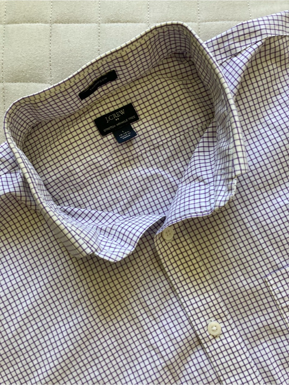 J. Crew Men’s White and Purple Check Dress Shirt